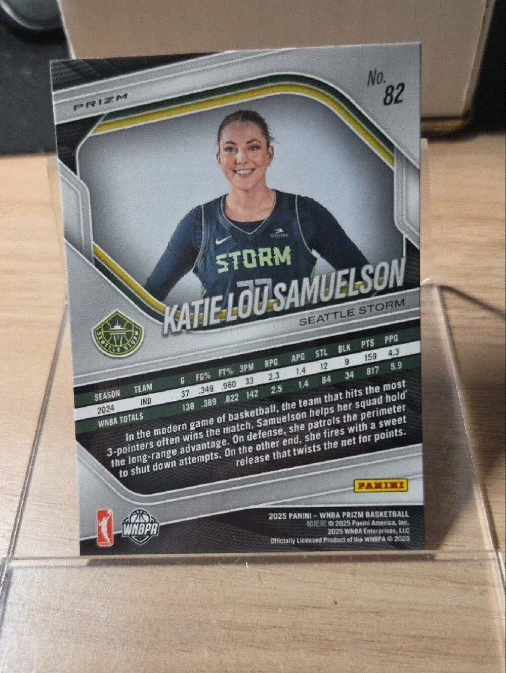 2025 Panini Prizm Katie-Lou Samuelson Seattle Storm Card with Yellow Accents